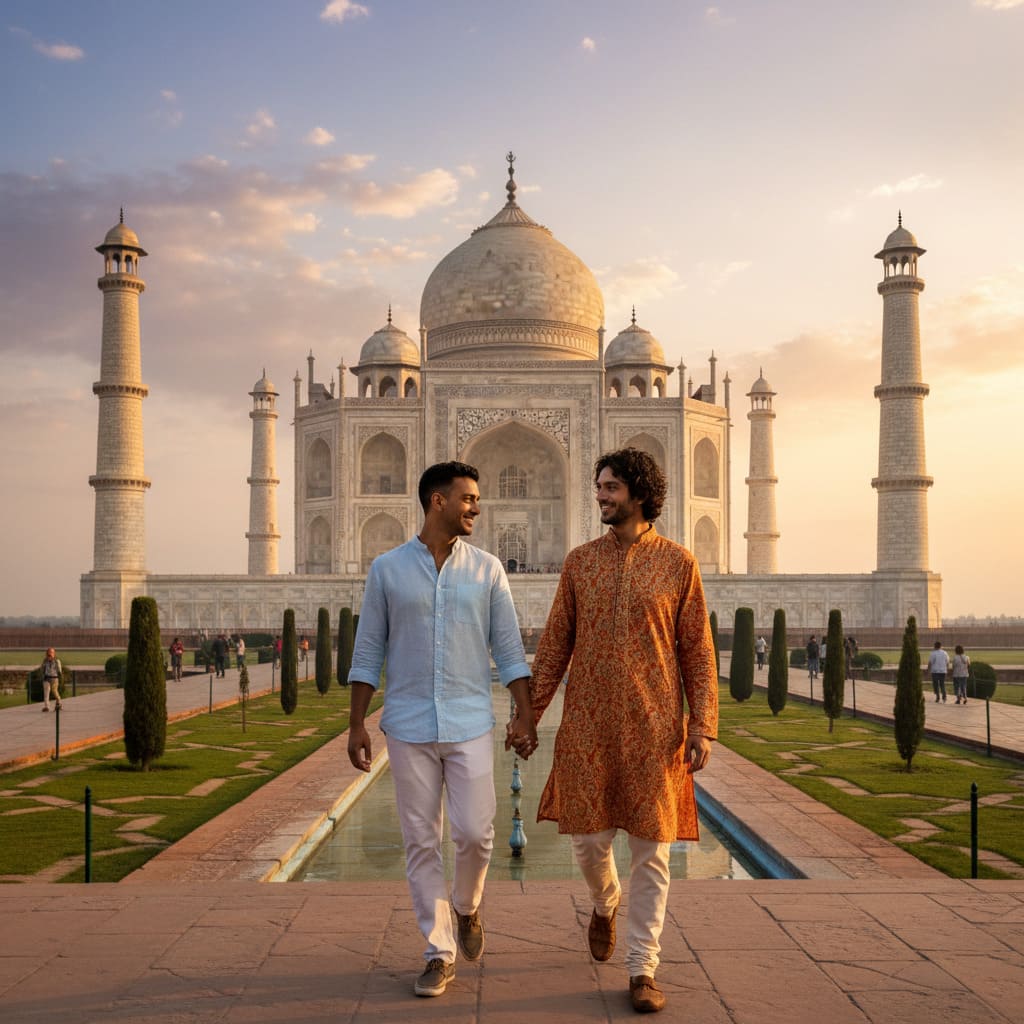 The Taj Mahal in Agra, India, a symbol of love and beauty.