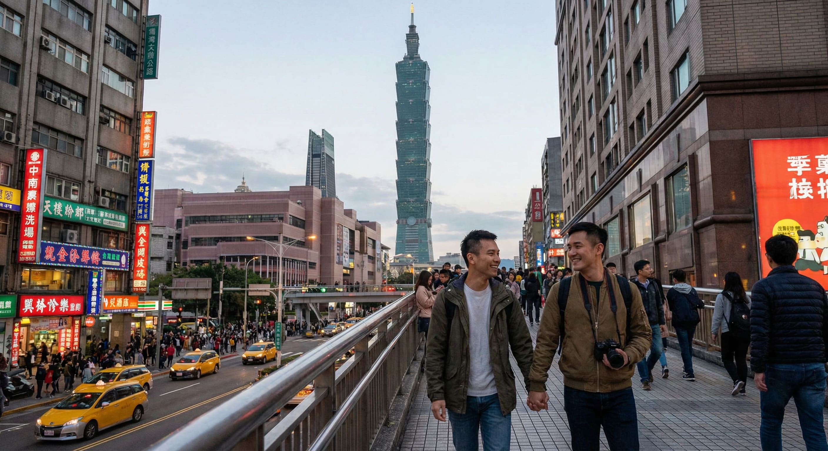 A couple celebrating at the Taipei Pride parade, a beacon of progress in Asia.